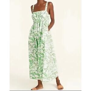 J. Crew Dress Plus 24 Pockets Maxi Summer Resort Vacation Leaves Green Nature